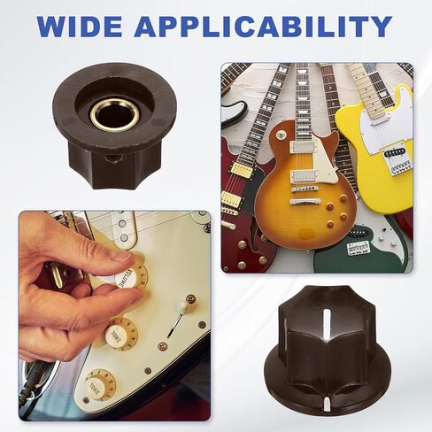 MECCANIXITY Guitar Effect Pedal Knob Set, 5/8" 13/32" Plastic Brass Insert Electric Guitar Knobs for Amplifier Guitar Bass Volume Control,Brown in Saudi Arabia