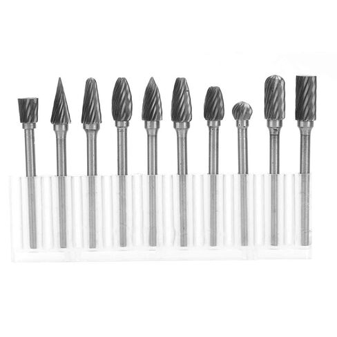 ZJchao 10 Pieces Tungsten Rotary Burr Die Grinder Bit Tool Set, Carbide Single Cut Rotary Burr Set 1/8" in Saudi Arabia