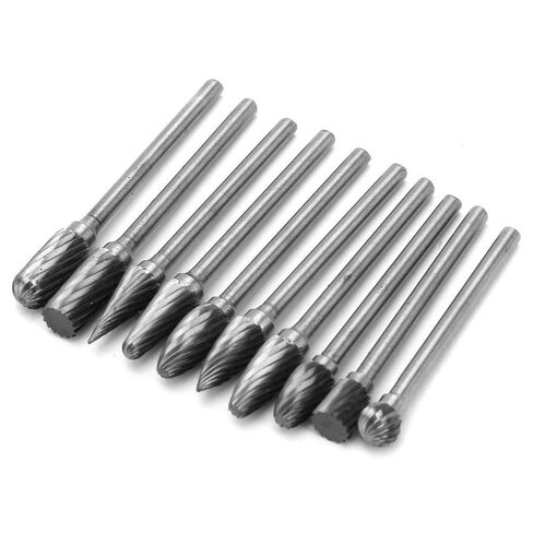 ZJchao 10 Pieces Tungsten Rotary Burr Die Grinder Bit Tool Set, Carbide Single Cut Rotary Burr Set 1/8" in Saudi Arabia