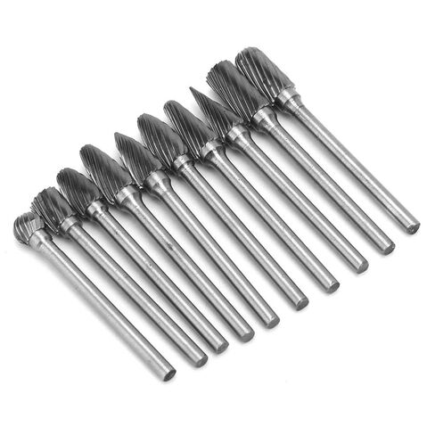 ZJchao 10 Pieces Tungsten Rotary Burr Die Grinder Bit Tool Set, Carbide Single Cut Rotary Burr Set 1/8" in Saudi Arabia