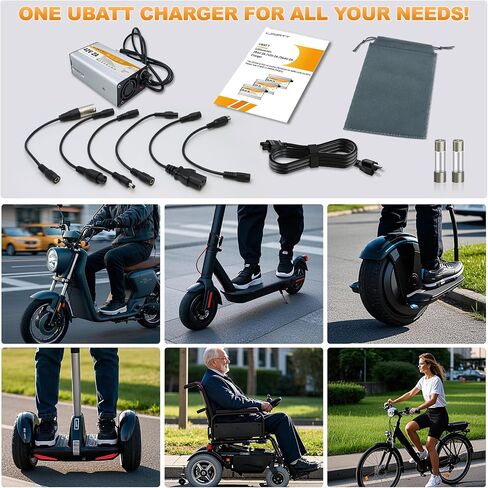 42V 2A شاحن بطارية الليثيوم | 6 في 1 رؤساء المكونات العالمية | لـ 36V ebike/scooter/hoverboard | شحن سريع واستخدام متعدد الأجهزة (U 42V 2A) in Saudi Arabia