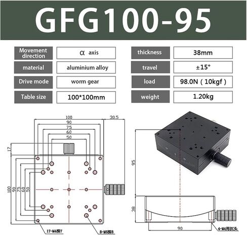 Micrometer Sliding Table X axis Manual Goniometer GFG100-95 Worm Gear Type Angle tilt Radian Angle Sliding Table in Saudi Arabia