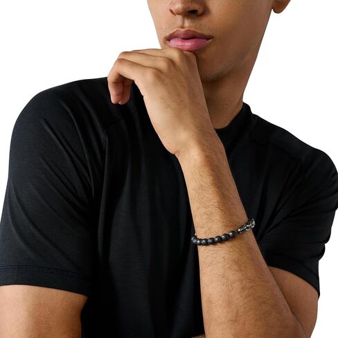 A|X ARMANI EXCHANGE Men's Silver-Tone Brass Beaded Bracelet (Model: AXG0118040) in Saudi Arabia