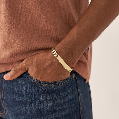 Fossil Men's Plated Stainless Steel Engravable Personalized Gift ID, Chain or Cuff Bracelet for Men in Saudi Arabia