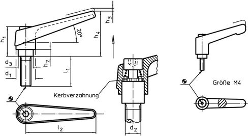 HALDER 24390.0032 Adjustable Clamping levers, Orange, d1=13 mm / d2=M3 in Kuwait