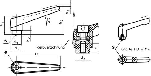 HALDER 24390.0032 Adjustable Clamping levers, Orange, d1=13 mm / d2=M3 in Kuwait