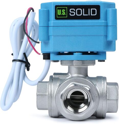 الولايات المتحدة الصلبة 1/2 "3 طريق صمام كرة مكئي من الفولاذ المقاوم للصدأ L Type AC/DC9-24V ، صمام إغلاق المياه مع وظيفة يدوي ، منفذ قياسي in Kuwait