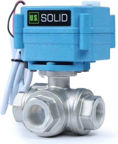 الولايات المتحدة الصلبة 1/2 "3 طريق صمام كرة مكئي من الفولاذ المقاوم للصدأ L Type AC/DC9-24V ، صمام إغلاق المياه مع وظيفة يدوي ، منفذ قياسي in Kuwait
