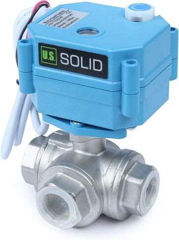 الولايات المتحدة الصلبة 1/2 "3 طريق صمام كرة مكئي من الفولاذ المقاوم للصدأ L Type AC/DC9-24V ، صمام إغلاق المياه مع وظيفة يدوي ، منفذ قياسي in Kuwait