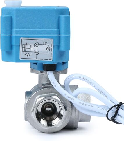 الولايات المتحدة الصلبة 1/2 "3 طريق صمام كرة مكئي من الفولاذ المقاوم للصدأ L Type AC/DC9-24V ، صمام إغلاق المياه مع وظيفة يدوي ، منفذ قياسي in Kuwait