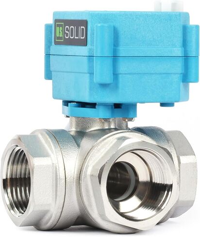 U.S. Solid 1/2" 3 Way Stainless Steel Motorized Ball Valve L Type AC/DC9-24V, Water Shutoff Valve with Manual Function, Standard Port in Saudi Arabia