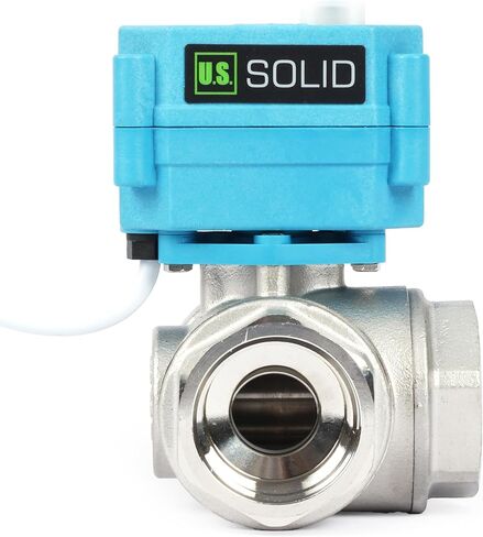 U.S. Solid 1/2" 3 Way Stainless Steel Motorized Ball Valve L Type AC/DC9-24V, Water Shutoff Valve with Manual Function, Standard Port in Saudi Arabia