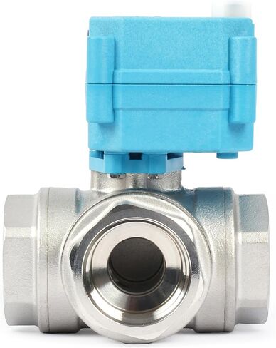 U.S. Solid 1/2" 3 Way Stainless Steel Motorized Ball Valve L Type AC/DC9-24V, Water Shutoff Valve with Manual Function, Standard Port in Saudi Arabia