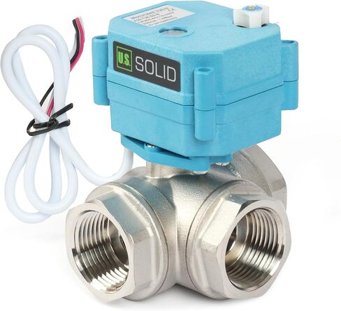 U.S. Solid 1/2" 3 Way Stainless Steel Motorized Ball Valve L Type AC/DC9-24V, Water Shutoff Valve with Manual Function, Standard Port in Saudi Arabia
