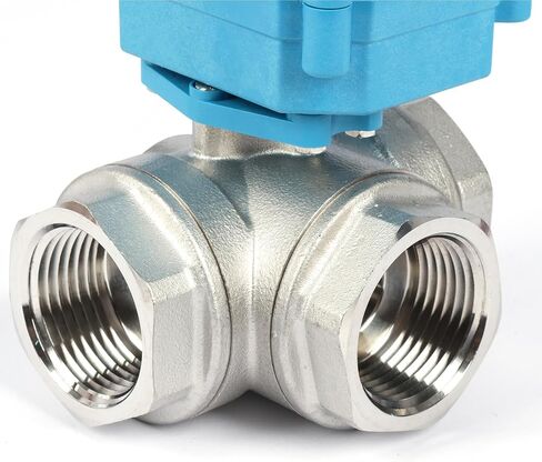 U.S. Solid 1/2" 3 Way Stainless Steel Motorized Ball Valve L Type AC/DC9-24V, Water Shutoff Valve with Manual Function, Standard Port in Saudi Arabia