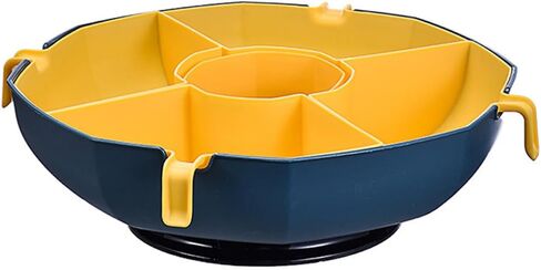 Rotatable Multi Grid Vegetable Plate Single Layer Food Tray for Hot Pot Dried Fruits Snacks Space Saving Design Deep Sea Rattan in Saudi Arabia