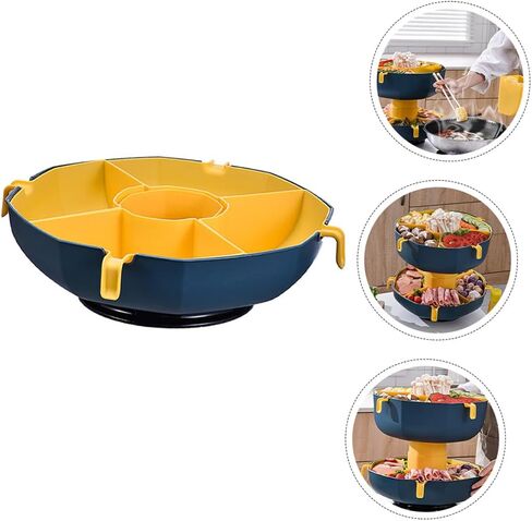 Rotatable Multi Grid Vegetable Plate Single Layer Food Tray for Hot Pot Dried Fruits Snacks Space Saving Design Deep Sea Rattan in Saudi Arabia