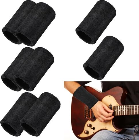 Boao 8 Pieces Slays Sweatbands for Guitarists 6 Inch Wristbands Guitar Players Wristbands Black Wrist Sweatband for Musicians Bass Players in Saudi Arabia