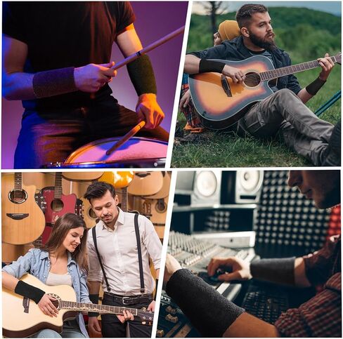 Boao 8 Pieces Slays Sweatbands for Guitarists 6 Inch Wristbands Guitar Players Wristbands Black Wrist Sweatband for Musicians Bass Players in Saudi Arabia