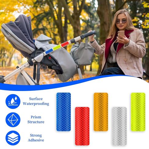 50PCS Reflective Tape, High Visibility Reflective Tape Outdoor Waterproof Safety Warning Reflector Stickers for Car, Vehicle, Bicycles, Motorcycles, Helmet, Mailbox Bag (5 Colors, 3.15 x 1.18 Inch) in Saudi Arabia