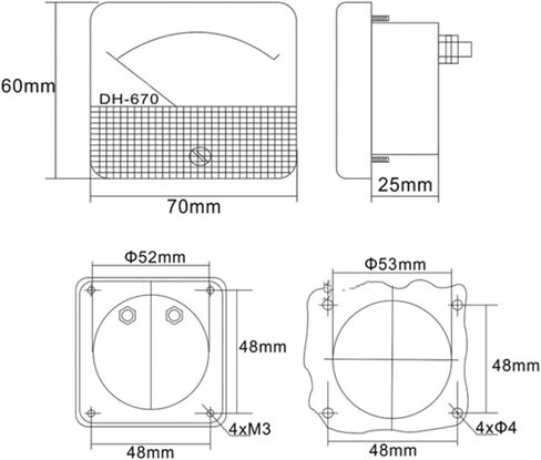 DH-670 Ammeter 70mmx60mm (20a) in Kuwait