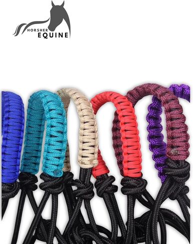 Premium Braided Rope Halter with Lead Rope for Horses, Durable Hand-Tied Adjustable Nylon Horse Headcollar with Knots for Trail Riding, Lightweight Equestrian Western Tack in Saudi Arabia