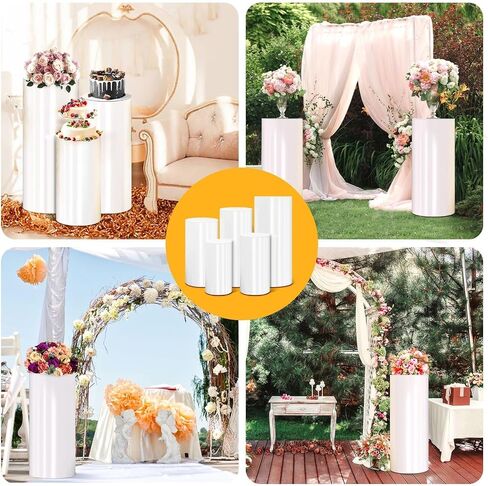 قاعدة الأسطوانة حامل PVC أبيض عرض قاعدة التمثال حامل الأسطوانة القوية المحمولة مواقف Cilindros Para Fiestas Redondos لحفلات عيد ميلاد الحفلات كب كيك الأزهار-5 PCs in Saudi Arabia
