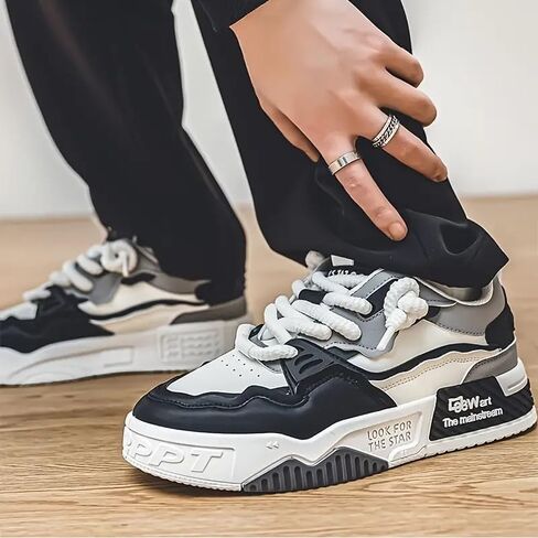 [Comfy Street Style Skate Shoes] Comfy Non Slip Men's Skate Shoes - Trendy Street Style Platform Sneakers for Outdoor Activities in Saudi Arabia