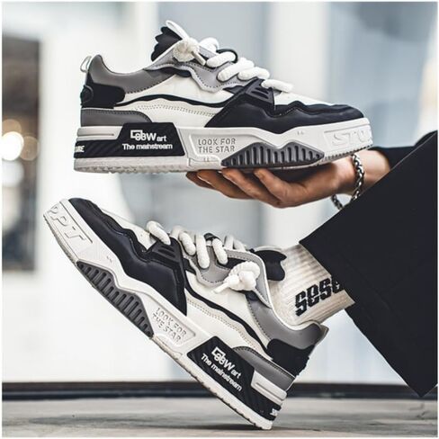 [Comfy Street Style Skate Shoes] Comfy Non Slip Men's Skate Shoes - Trendy Street Style Platform Sneakers for Outdoor Activities in Saudi Arabia