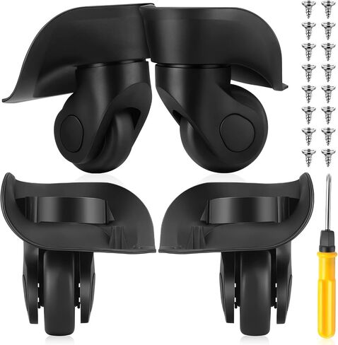 Silkfly 4 Pcs Luggage Wheels Replacement Travel Suitcase Caster Wheels Mute Bearing Swivel Wheel with Screw Replacement Left and Right Wheels for Luggage (Small Hole Pitch 1.18"/1.3"/1.54"/1.77") in Saudi Arabia