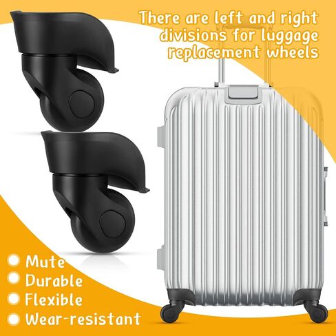 Silkfly 4 Pcs Luggage Wheels Replacement Travel Suitcase Caster Wheels Mute Bearing Swivel Wheel with Screw Replacement Left and Right Wheels for Luggage (Small Hole Pitch 1.18"/1.3"/1.54"/1.77") in Saudi Arabia