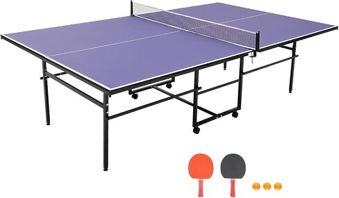 طاولات Ping Pong المحمولة 9ft ، طاولات التنس الداخلية/الخارجية الاحترافية مع صافي للبالغين/المراهقين ، و 2 مجاذيف تنس و 3 كرات ، وتجميع سهلة ، ووضع تشغيل لاعب واحد in Saudi Arabia