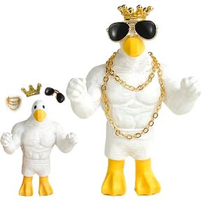 ديكور بطة الإصبع الأوسط ، هدية إصبع وسط مضحكة لمكتب مكتب ديكور المنزل ديكور المنزل ، منحوتات البط الجدة مع قلادة التاج ، بطة لك هدية هدفة ممتعة (أبيض) in Kuwait