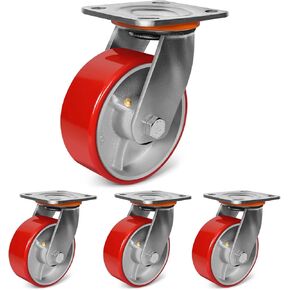 5 "x2" عجلات شديدة التحمل مجموعة من 4-4000 رطل العجلات الصناعية العجلات مع البولي يوريثان والحديد الزهر ، عجلات لوحة دوارة لشاحنات منصات ، عربات القارب U ، المعدات العسكرية (4 دوار) in Kuwait