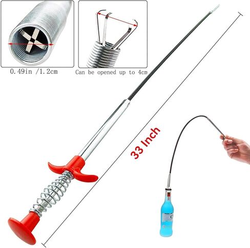 118" Drain Snake Hair Drain Clog Remover Tool with 4 Claws Bendable Hose - Flexible Grabber Claw Pick Up Reacher Tool for Clogged Drains Opener Cleaning in Kuwait