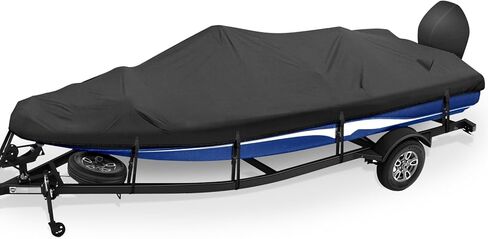 غطاء القوارب ، أغطية القوارب الثقيلة لبطولة الجهير 17 '18' 19 'قدم ، 600D مقاوم للماء قارب باس يناسب 17-19 قدم V-Hull ، Tri-Hull ، قارب باس ، أسود مملة in Kuwait