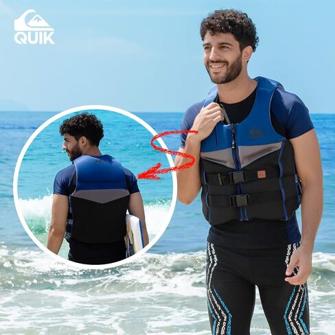 QUIKSILVER Men's Life Vest, USCG and Transport Canada Approved PFD, Evoprene Personal Flotation Device Level 70 Buoyancy Aid for Boating Kayaking Rafting Surfing in Saudi Arabia