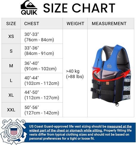 QUIKSILVER Men's Life Vest, USCG and Transport Canada Approved PFD, Evoprene Personal Flotation Device Level 70 Buoyancy Aid for Boating Kayaking Rafting Surfing in Saudi Arabia