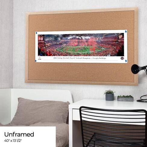 Georgia Bulldogs ، 2021 College Football National Champions - 44x18 بوصة حصيرة مزدوجة ، صورة مؤطرة ديلوكس بواسطة Blakeway Panoramas in Kuwait