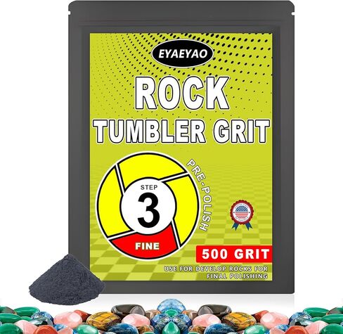 500 Fine Silicon Carbide, Step 3 Pre-Polished Stone, Compatible with All Rock Tumbler, Rock Polisher, Silicon Carbide for Pre-Polished - 8 oz in Saudi Arabia