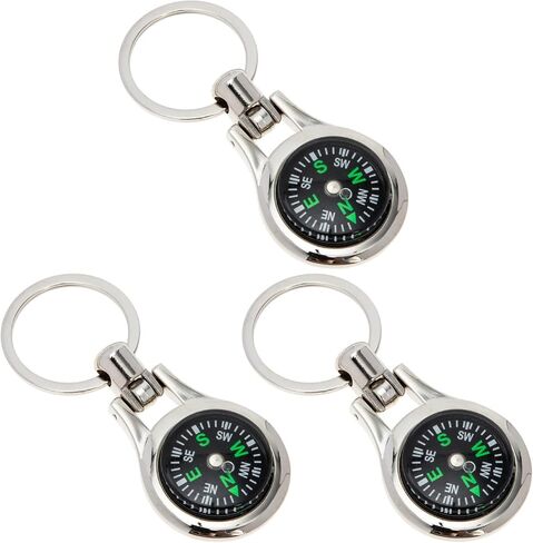 Toyvian Car Key حامل البقاء المعدني المحمول بوسع Keychain: 3pcs بحجم الجيب حلقة مفتاح البوصلة للمشي لمسافات طويلة في الخارج سلسلة مفاتيح السيارات في الهواء الطلق in Kuwait