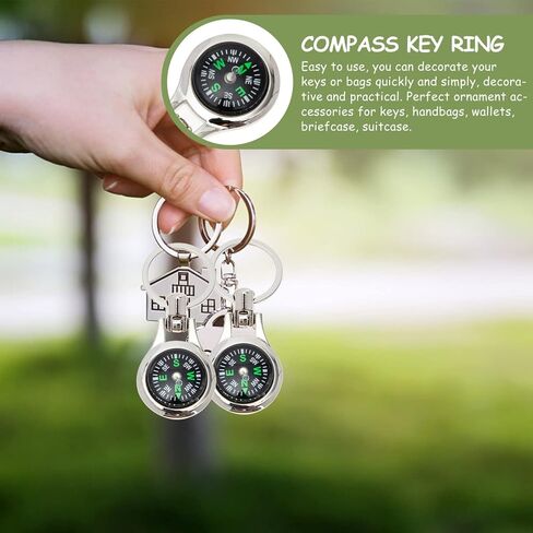 Toyvian Car Key حامل البقاء المعدني المحمول بوسع Keychain: 3pcs بحجم الجيب حلقة مفتاح البوصلة للمشي لمسافات طويلة في الخارج سلسلة مفاتيح السيارات في الهواء الطلق in Kuwait