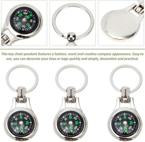 Toyvian Car Key حامل البقاء المعدني المحمول بوسع Keychain: 3pcs بحجم الجيب حلقة مفتاح البوصلة للمشي لمسافات طويلة في الخارج سلسلة مفاتيح السيارات في الهواء الطلق in Kuwait