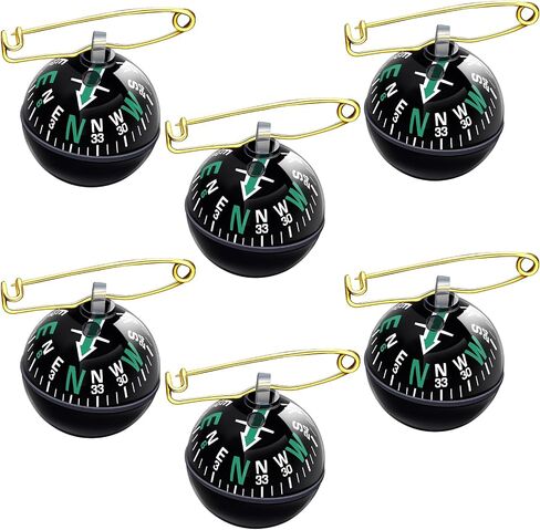 6 PCS Ball Pin on Compass Globe مع بوصلة صغيرة مملوءة بسائل مملوءة بالمشي لمسافات طويلة في التخييم. in Saudi Arabia