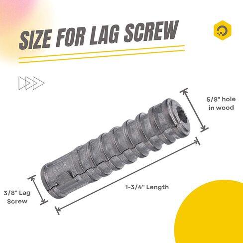 Party Animal 3/8 × 1-3/4 LAG Shield 50PCS مرساة درع التوسع مع مسامير تأخر رأس سداسية 3/8 × 2-1/2 "20pcs ، 3/8 × 1-1/2" 20pcs ، 3/8 × 2 20pcs ، 3/8 × 1-1/4 "20pcs in Kuwait