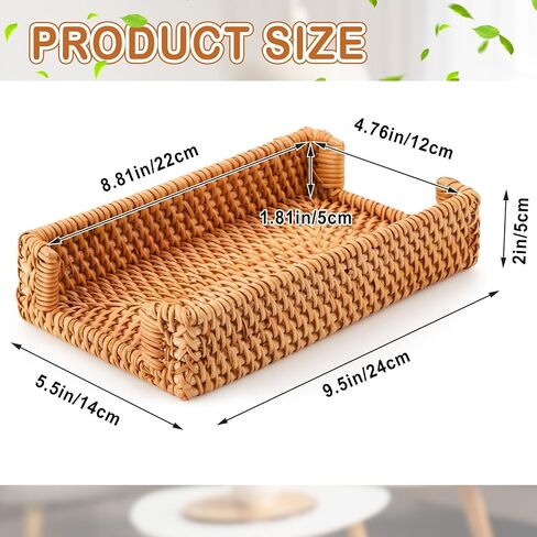 Rattan Napkin Holder Square Boho Wicker Tissue Cube Box Cover 9.5" x 5.5" x 2" Wicker Napkin Tray Woven Guest Towel Holder Storage Tray for Restaurant Kitchen Bathroom for Table in Saudi Arabia