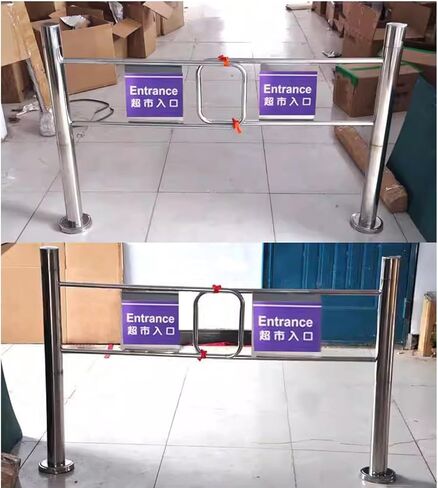 بوابة أرجوحة من الفولاذ المقاوم للصدأ - باب مدخل معدني أحادي الاتجاه 90 درجة للوصول إلى السوبر ماركت/المصنع - حاجز دخول الموظف 60 × 97 سم متين in Kuwait