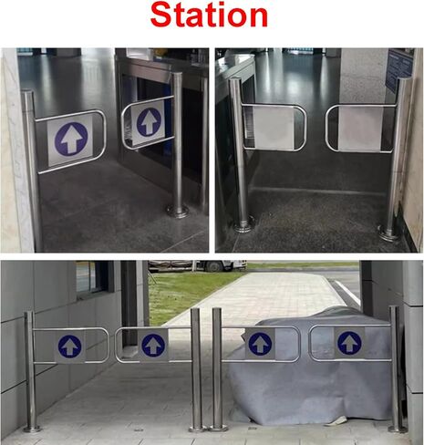 بوابة أرجوحة من الفولاذ المقاوم للصدأ - باب مدخل معدني أحادي الاتجاه 90 درجة للوصول إلى السوبر ماركت/المصنع - حاجز دخول الموظف 60 × 97 سم متين in Kuwait