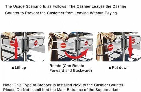 Supermarket Swing Gate - Cashier Channel Safety Door with Column, Secure Entrance & Exit Access Control, Ideal for Retail and Import-Export Settings in Kuwait
