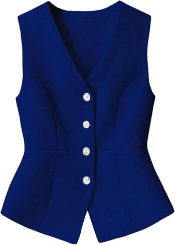 GORGLITTER Women's Button Down Vest Crop Tops V Neck Sleeveless Waistcoat Dressy Going Out Top in Saudi Arabia